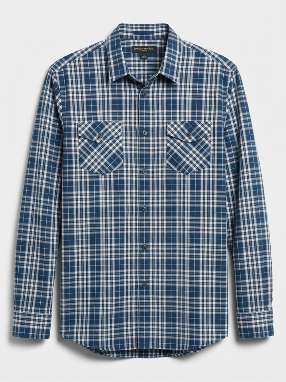 Banana Republic Men’s Plaid Button Down Shirt Blue White Medium M